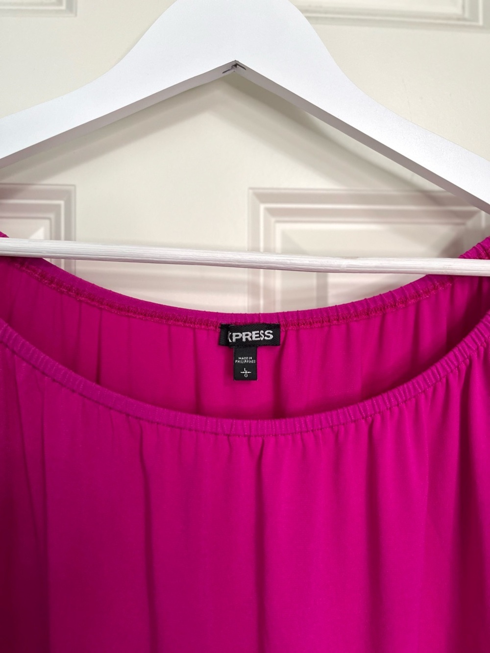 Express Bright Fuchsia Off-Shoulder Blouse - Picture 3 of 3